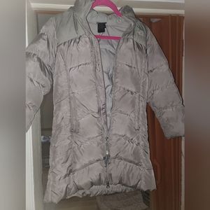 North Face Girl's coat light gray with hood